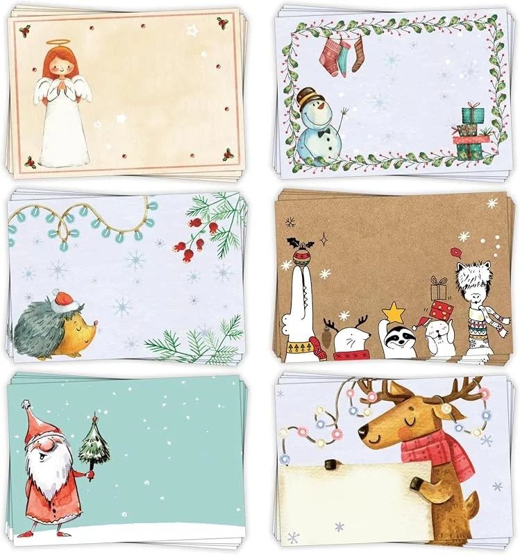 Visita la tienda de Logbuch-Verlag Logbuch-Verlag Set de 60 adhesivos navideños decorativos cuadrados 7, 4 x 5, 2 cm para navidad en 6 diseños diferentes - pegatinas infantiles de navidad para regalos — Envoltorio regalo