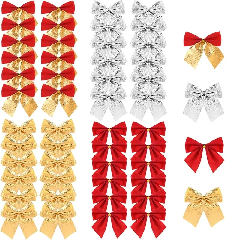 Visita la tienda de TUPARKA TUPARKA 48 Piezas Arcos de la Cinta de Navidad Adornos Árbol de Navidad Decoración del Bowknot Regalos para Envolver Suministros de artesanía (4 Colores) — Envoltorio regalo