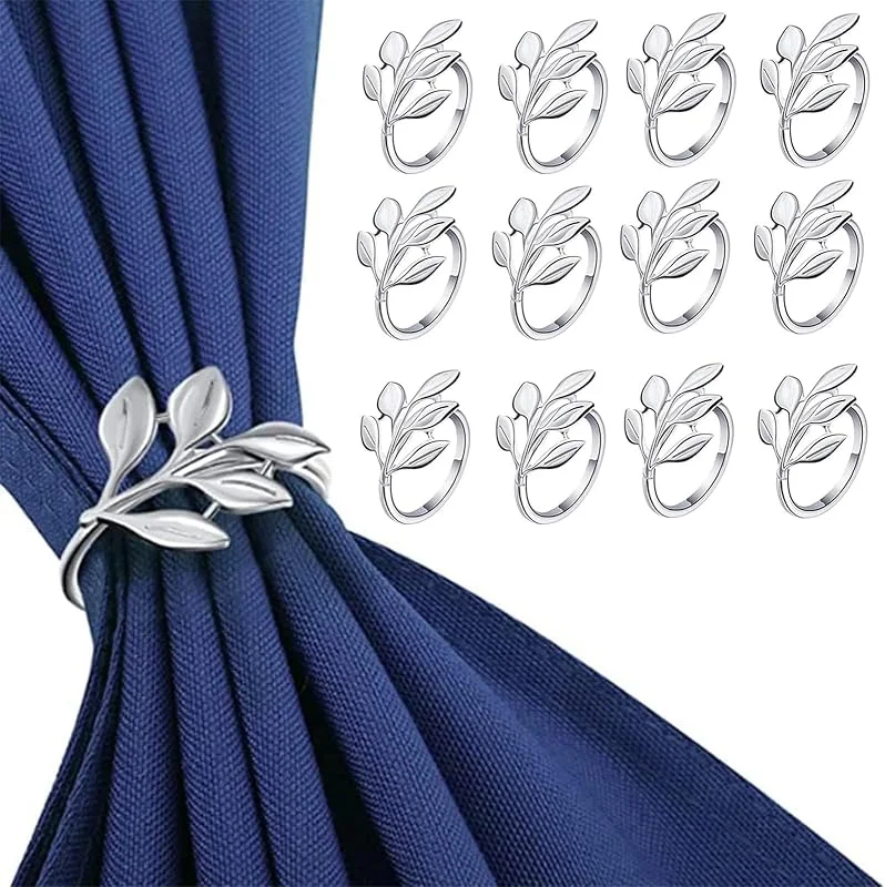 Yuaiosn 12 Piezas Anillos de Servilleta de Metal, Servilletero, Adecuado para Bodas, Navidad, Reuniones Familiares, Decoración de Mesa — Adviento y mesa