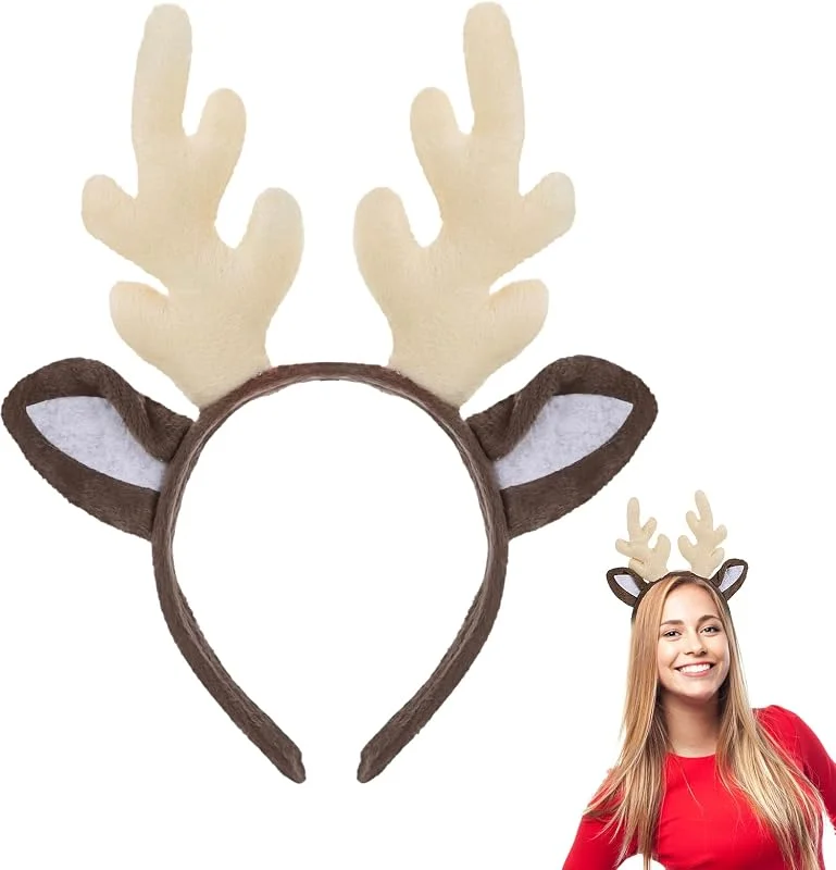 Lusofie Diadema de Asta Reno de Navidad Diademas de Alce de Navidad Diademas Navideñas de Reno Brillante para Suministros Festivos de Fiesta de Navidad — Ropa Navidad