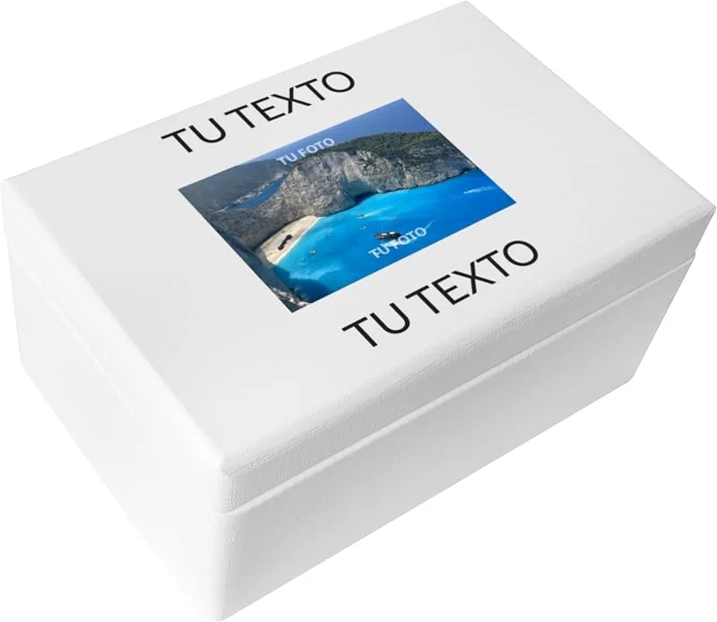Visita la tienda de Creative DECO Creative DECO Blanca Caja con tu Foto y Texto Personalizado — Envoltorio regalo