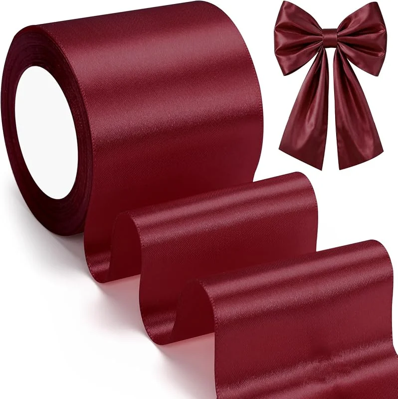 GXFCING Cinta de raso burdeos para regalo, 80 mm de ancho, cinta de 23 m — Envoltorio regalo