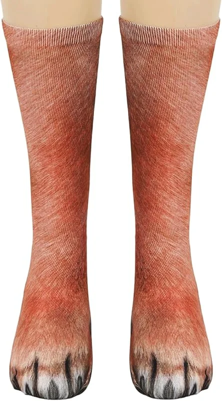 AIWXEEU Calcetines Divertidos Pata de Perro 3D, Medias Algodón Rojas 40cm para Hombre y Mujer, Regalo Original Navidad Amantes de Animales, Accesorio Disfraz Cosplay Unisex — Ropa Navidad