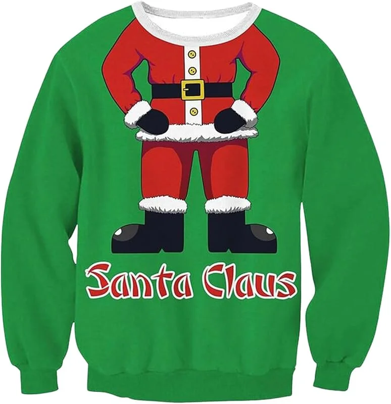 Generisch Jersey de Navidad para hombre con diseño festivo, cómodo suéter sin ideal para vacaciones noches de invierno y ocasiones acogedoras — Ropa Navidad