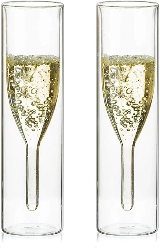 Visita la tienda de Sziqiqi Sziqiqi Copas de Champán de Cristal 20cl, Doble Pared, 2 Piezas — Vino y mesa festiva