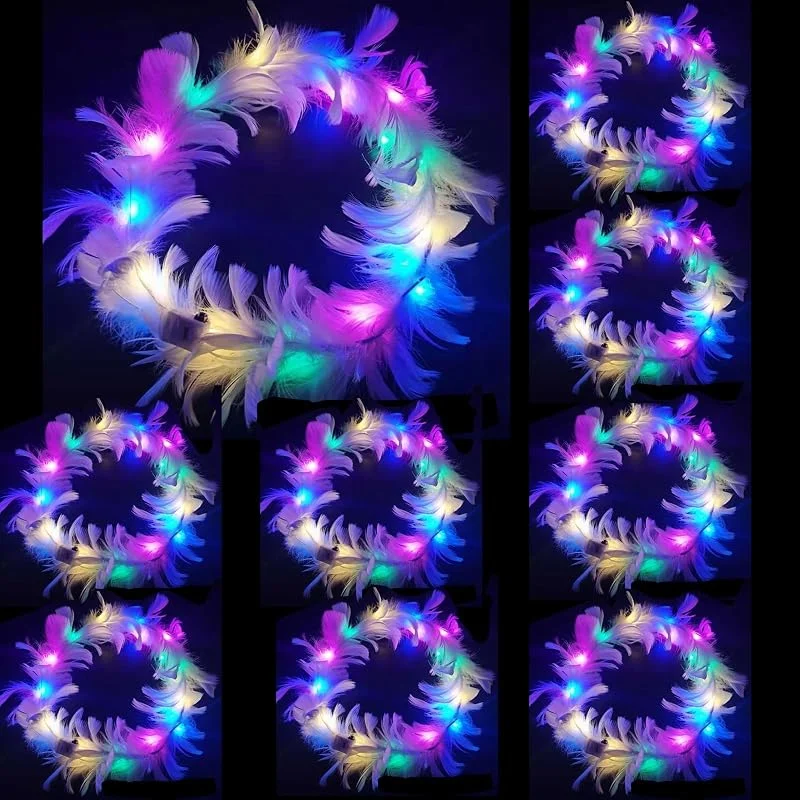 Visita la tienda de Funmo 0 diademas LED de plumas, diadema de corona LED, accesorios luminosos para cabello de fiesta para mujeres y niñas — Ropa Navidad