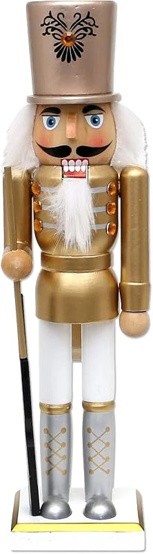 Dekohelden24 Cascanueces de Madera Soldado en Plata, Oro, Blanco, tamaño L, B, H: 8 x 6, 5 x 30 cm, 30 cm — Decoracion Navidad