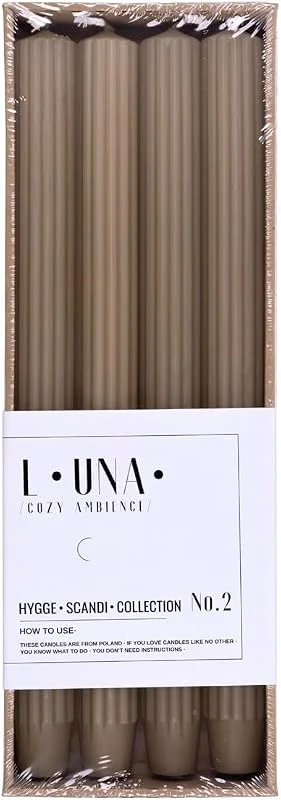 Visita la tienda de DONAU HOME DONAU HOME Juego de velas largas acanaladas, color pimienta - beige, 4 unidades, 30 x 2, 25 cm de diámetro velas sin perfumar, acanaladas — Cena a la luz de velas