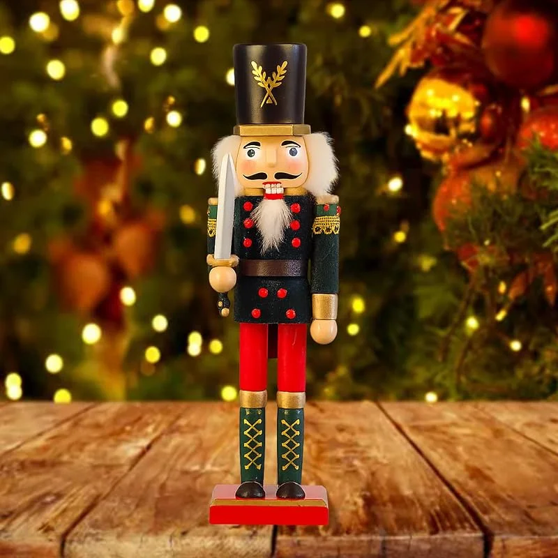 Berelin Cascanueces de soldado de 30 cm, madera tradicional de cascanueces de Navidad, figura decorativa de cascanueces de Navidad, figura decorativa clásica de cascanueces, figura de soldado para Navidad — Decoracion Navidad