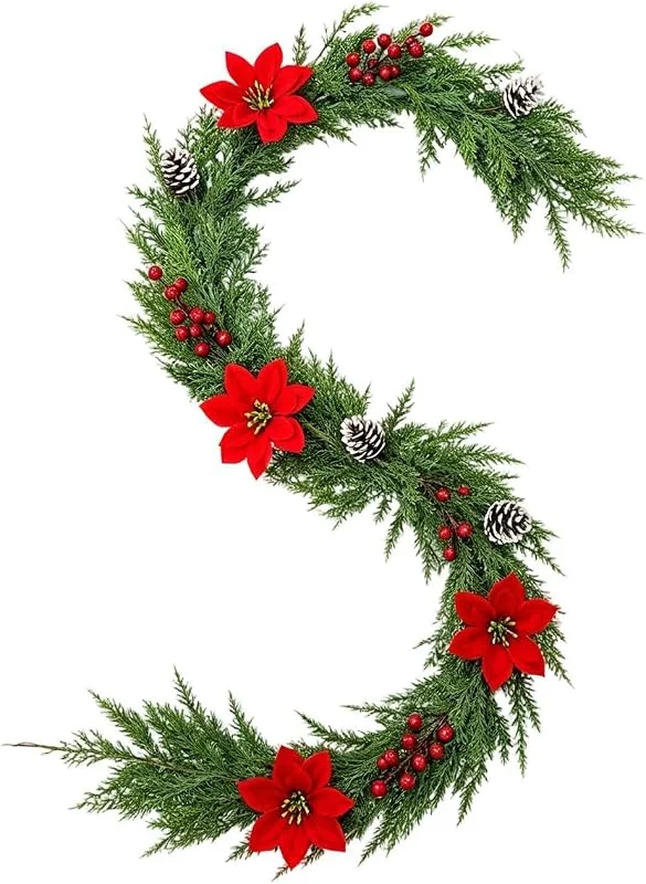 Generisch Guirnalda de abeto de Navidad, 1, 5 m, ramas de bayas rojas artificiales — Decoracion Navidad