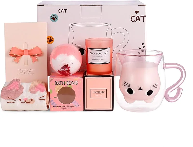 Qinhai Gato Tazas Regalo Mujer, Café de Cristal — Adviento y mesa