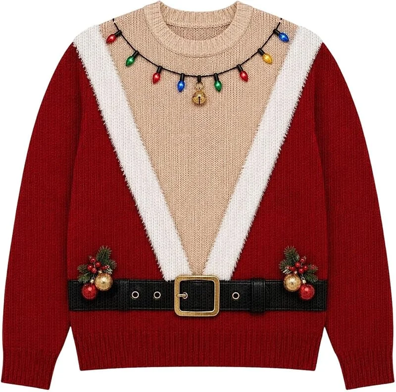 Generic Suéteres navideños divertidos con estampado de Papá Noel para mujer — Ropa Navidad