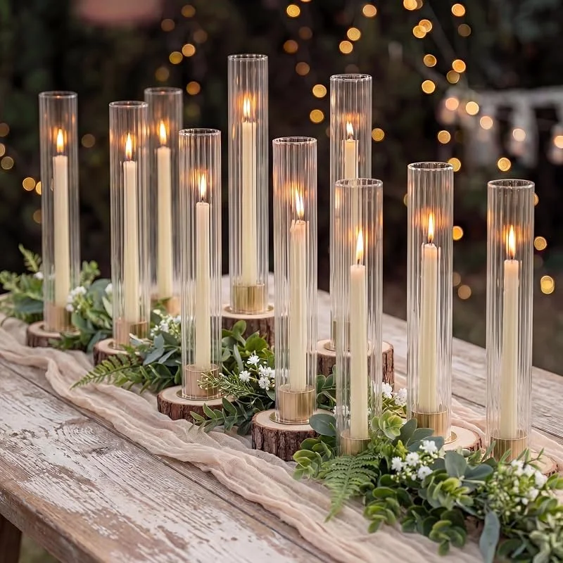 Visita la tienda de Nuptio NUPTIO Cilindro de Vidrio Velas Portavela Cristal Candelabros Decoración — Cena a la luz de velas
