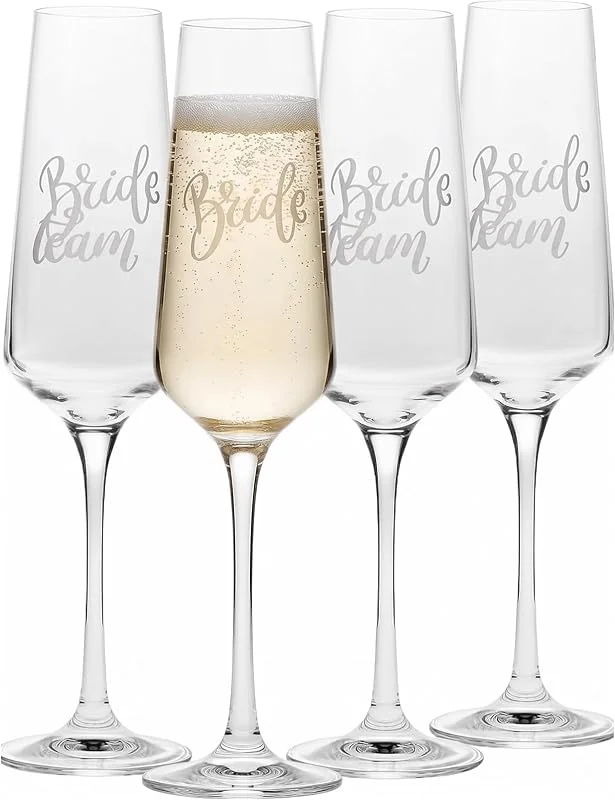 Visita la tienda de Krosno Krosno Copas Champagne Bride Team, Juego de 4, 180 ml — Vino y mesa festiva