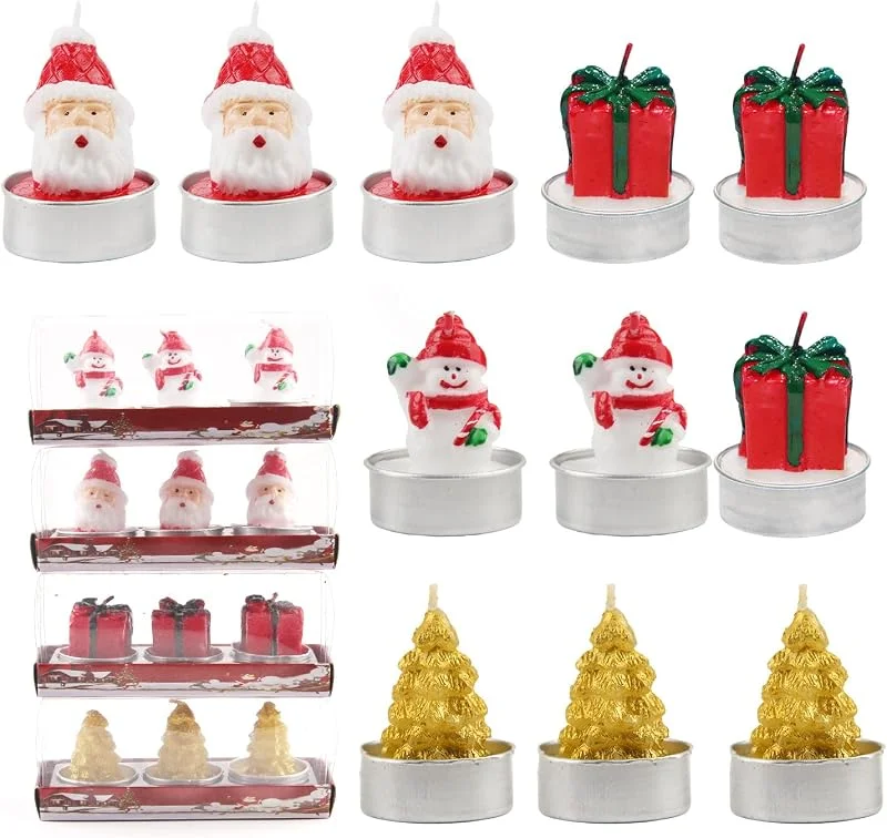 OMIGA Velas Navidad 12 Piezas Mini Velas Navideñas Sin Aroma Velas Pequeñas — Cena a la luz de velas