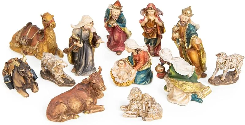 Visita la tienda de Logbuch-Verlag Logbuch-Verlag Belén de Navidad con 12 figuras de belén, juego de figuras de 7 cm, color marrón multicolor, decoración navideña de 7 cm — Decoracion Navidad