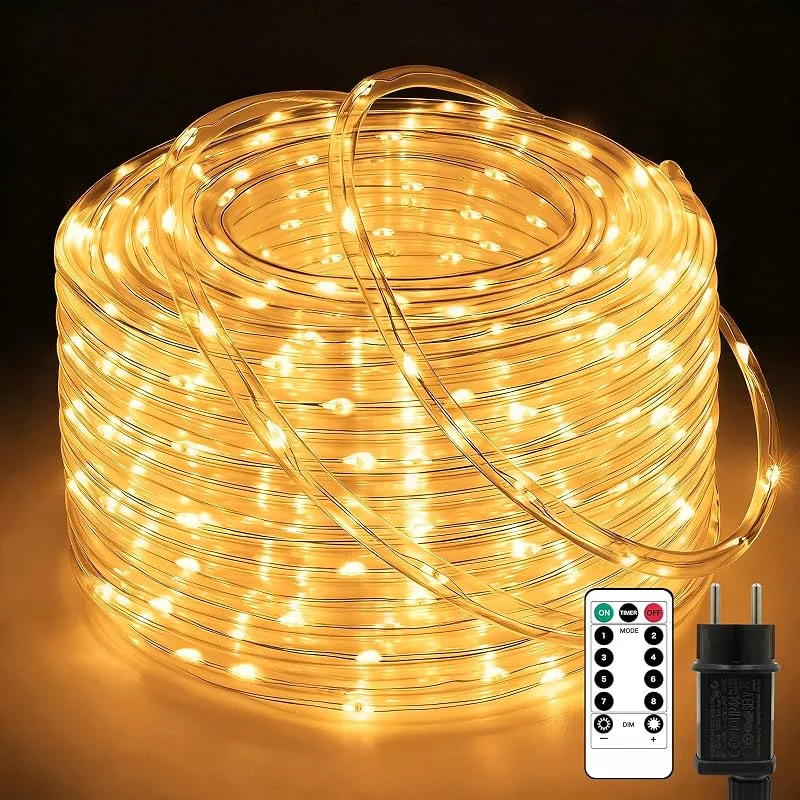 Liyade Manguera Luces LED Exterior, 20m 400LED, Mando a Distancia, IP65 — Luces Navidad