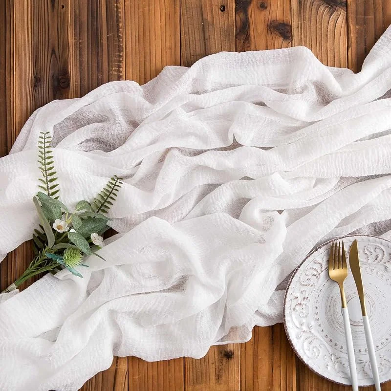 Visita la tienda de AOKSUNOVA AOKSUNOVA Camino de Mesa para Boda, Gasa Blanca, 3 m x 80 cm — Hogar y cocina