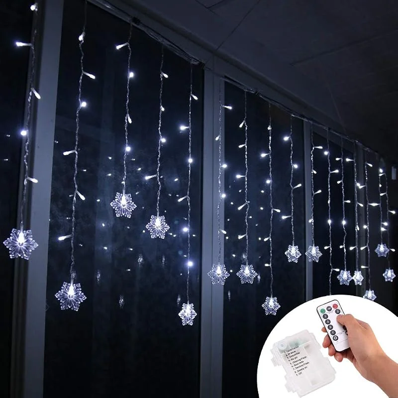 Visita la tienda de Klighten Klighten Cortina de Luces LED Decoración, 3.5 * 0.65M 96 LEDs Cortinas de Luz Impermeable, 8 Modos de Luz Perfecto Fiestas, Bodas, Casa, Jardín, Decoración Navidad, Blanco Frio — Luces Navidad