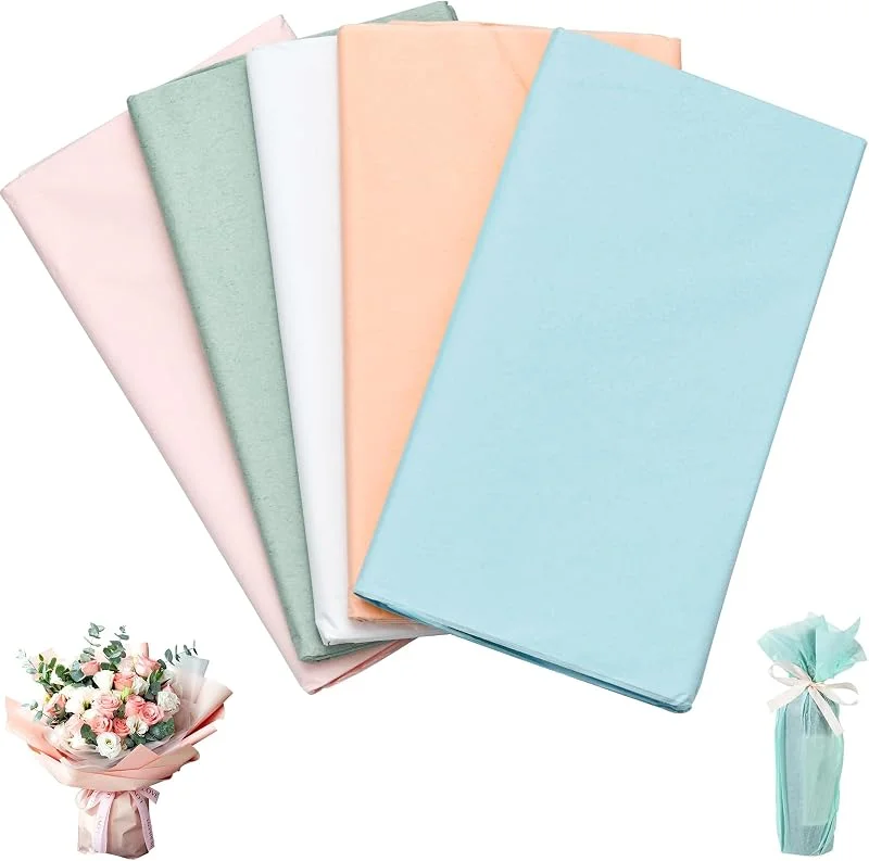 ALFFREUDE 100 Hojas Papel de Seda 50 x 70cm, Papel Seda para Envolver, Papel de Regalo para Bolsas de Regalos Navidad Cumpleaños Bodas DIY Manualidades - 5 Colores — Envoltorio regalo