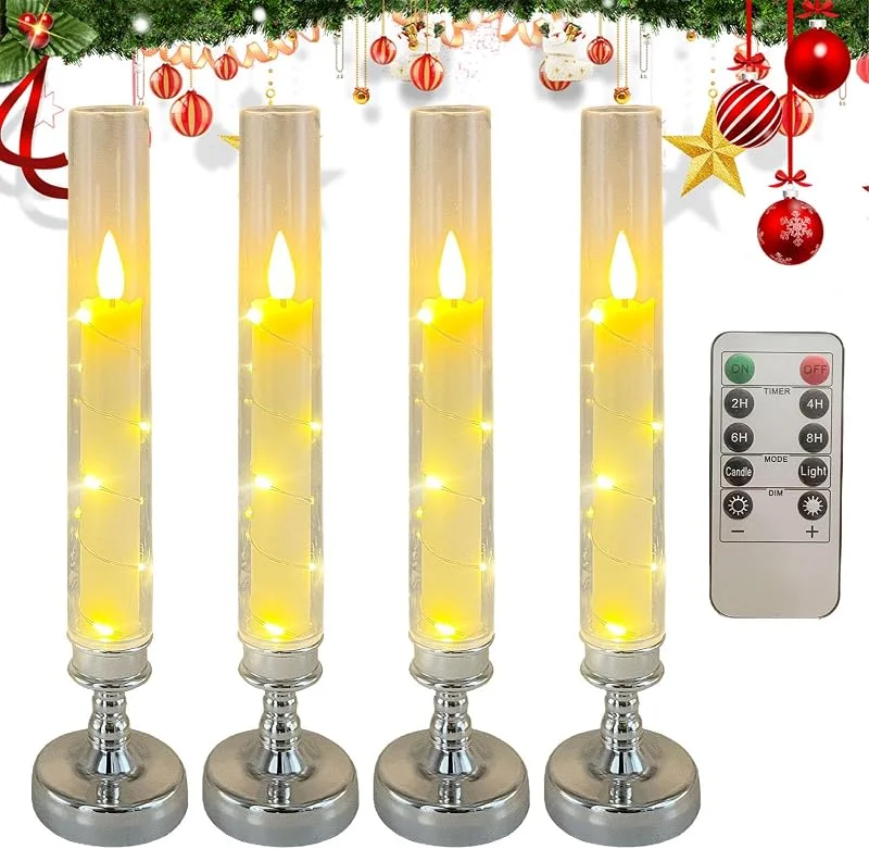zwxqe Velas Parpadeantes Sin Llama De Mesa Romántico Para Decoración Del Hogar — Cena a la luz de velas
