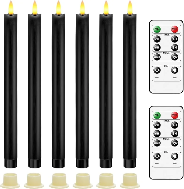 Visita la tienda de AiiBowy LED Velas sin Llama [6 piezas] Cera Real, No plastico, Velas al aire libre, llama parpadeante, Control remoto, Función de temporización, Ajustar las luces, Navidad, Cumpleaños, Fiestas - Negro — Cena a la luz de velas