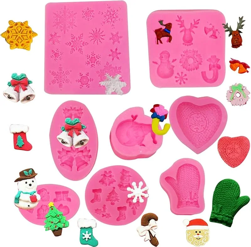 ZOOMPIL 8piezas Molde de Silicona Navideño Decoración de Tartas de Navideño — Hogar y cocina