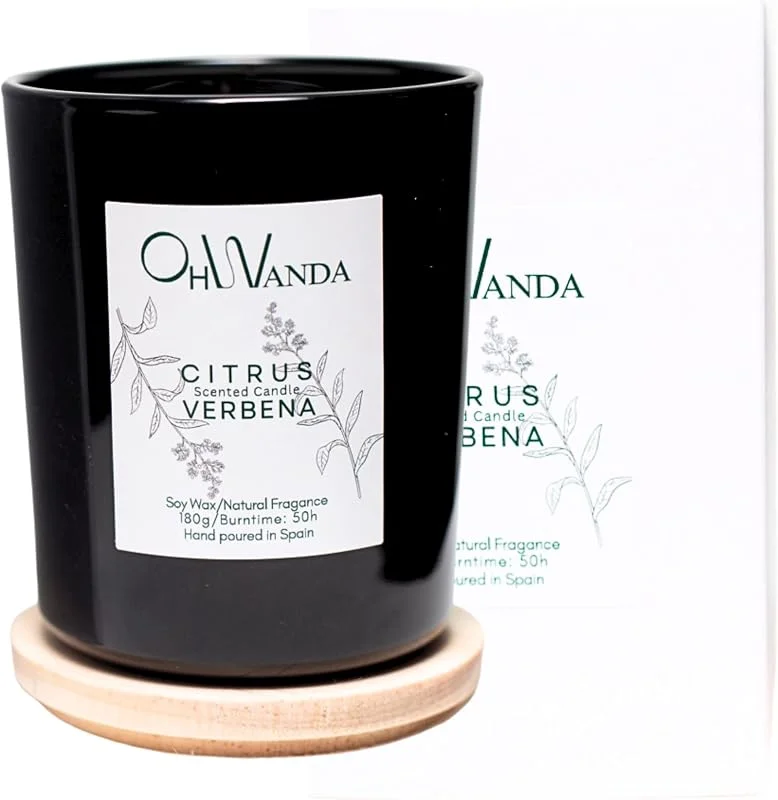 OHWANDA Vela Aromática Verbena Cítrica 180g, Hecha en España — Cena a la luz de velas