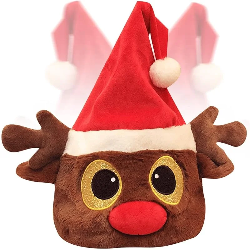 Pomurom Gorros de Papá Noel para Adultos Sombreros Musicales Interactivos — Ropa Navidad