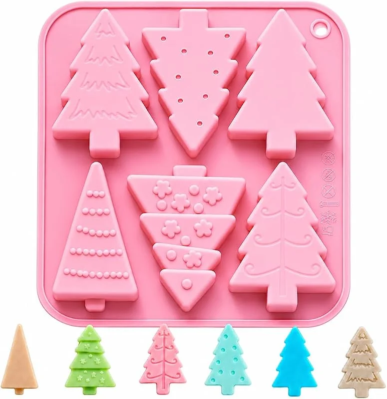 DUSPAK Molde silicona navidad rosa árbol de Navidad, Molde de Silicona para Árbol de Navidad - Chocolate, Hornear, Jabón, Caramelos, Pasteles, Gelatina - Decoración para Fiestas Familiares — Hogar y cocina