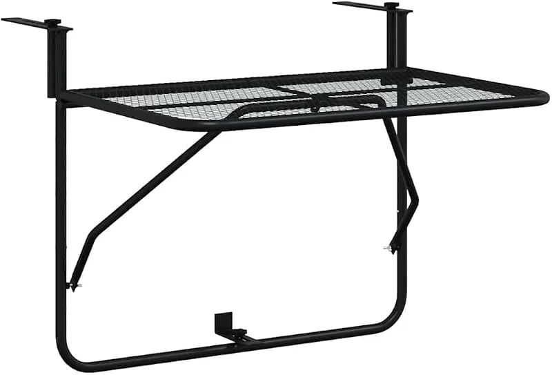 Visita la tienda de vidaXL vidaXL Mesa de balcón de Acero Negro 60x40 cm — Cena a la luz de velas