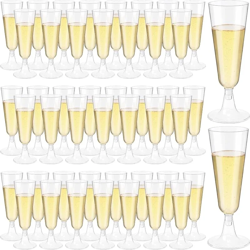 JMIATRY 100 Copas Plastico Duro 150 ml, Copas de Champán de Plástico, Copas de Vino de Plástico reutilizable para Bodas, Cumpleaños, Fiestas — Vino y mesa festiva