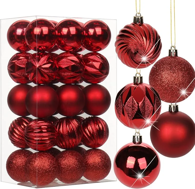 Visita la tienda de Oairse Set de 30 bolas de Navidad de 6 cm, adornos de árbol de Navidad de plástico con anilla para colgar, decoración de árbol de Navidad para bodas, festividades, fiestas, Navidad, Halloween, decoración del — Decoracion Navidad