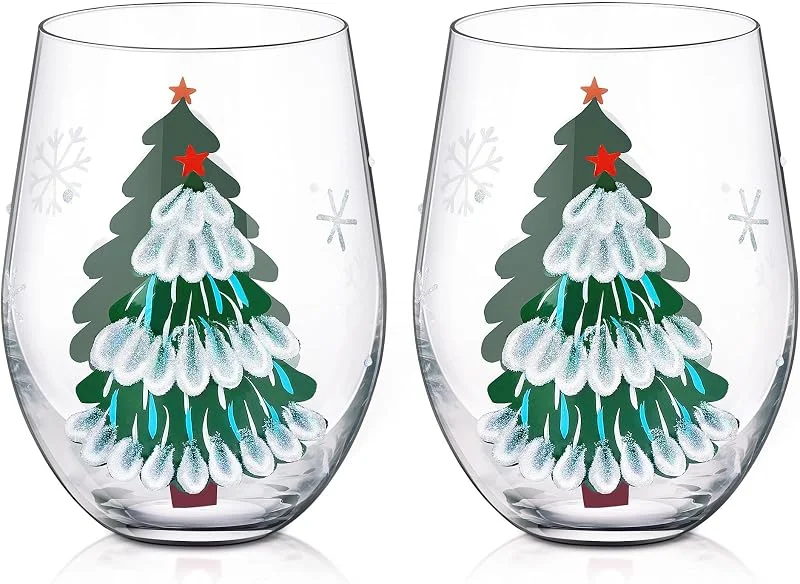 Visita la tienda de Joeyan Joeyan 560ml Copas de Vino Cristal sin Tallo de Navidad, Juego de 2 — Adviento y mesa