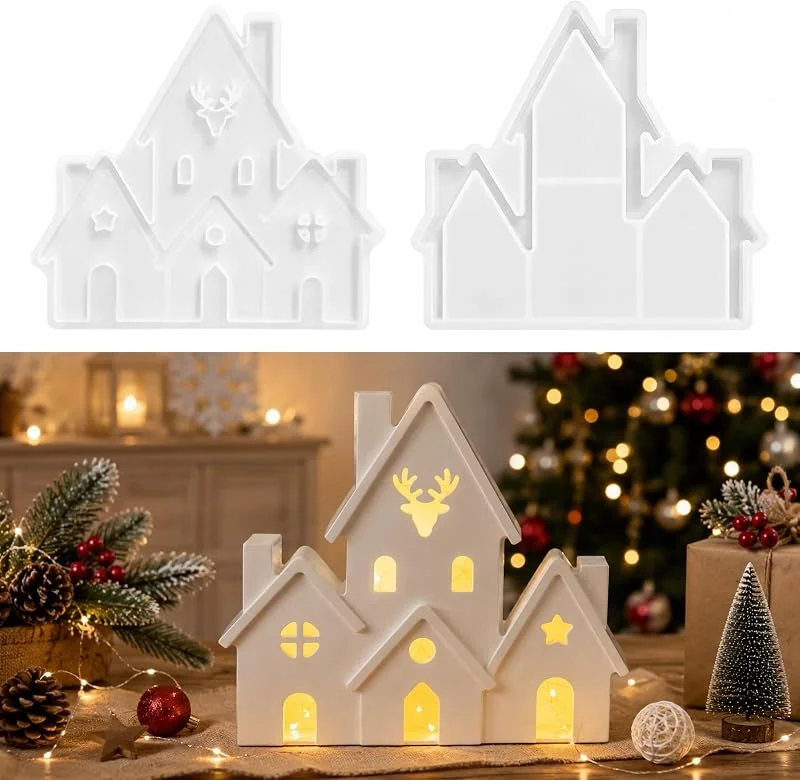 BZURTER Molde Silicona Navidad Resina Casita Reno Deko — Hogar y cocina