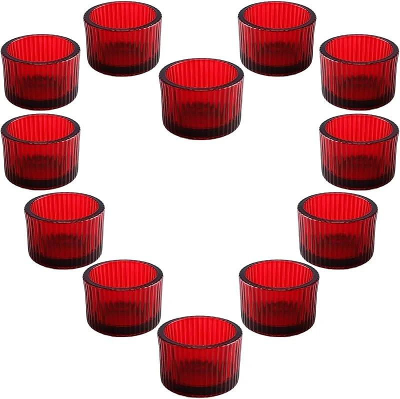Kinmsito 12 portavelas de cristal, 5 x 3, 5 cm, color rojo — Adviento y mesa