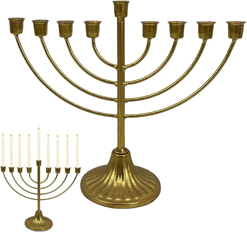 Pomurom Portavelas de Metal Vintage, Candelabro 7, 9 Brazos, Hanukkah Menorah, Candelabros Decorativos, Candelabro Columna para Decoración del Hogar Centro de Mesa Chimenea Boda Navidad Fiesta — Cena a la luz de velas