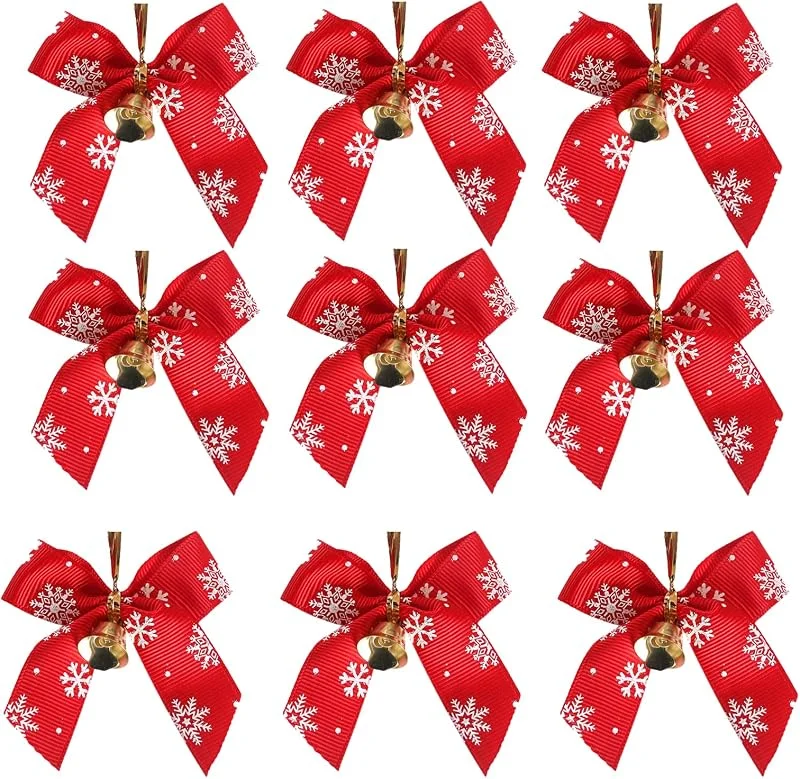 Sykerout Paquete de 50 Lazos navideños Lazos navideños Rojos Adornos Lazos navideños Lazos navideños con Campanas para cumpleaños Festivo Decoraciones para Fiestas de Bodas Árbol de Navidad… — Envoltorio regalo