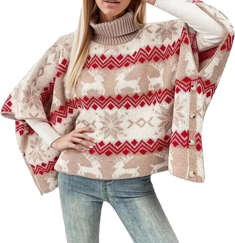 Generic Jersey de invierno para mujer, manga murciélago, diseño festivo de Navidad — Ropa Navidad