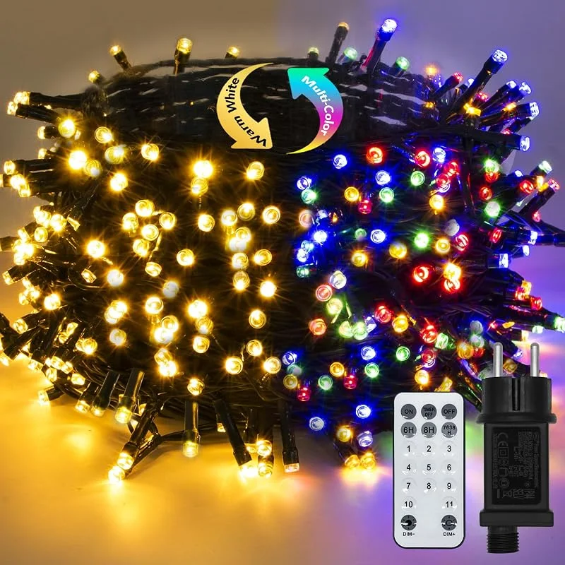Visita la tienda de BESCOST Guirnaldas Luces Exterior Colorido y Blanco Cálido 30M, 300 LED Cadena de Luces con 11 Modos, Impermeable, 3 Temporizadores Decoración para Navidad, Fiesta, Boda, Patio, Jardín, Festival — Luces Navidad