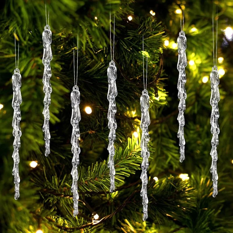 Visita la tienda de Kiiwah Kiiwah 20 Piezas Carámbanos Adornos Árboles de Navidad, Acrílico Transparente Decoración Árbol Cristal Colgantes para Interior Exterior Fiesta Deco — Decoracion Navidad