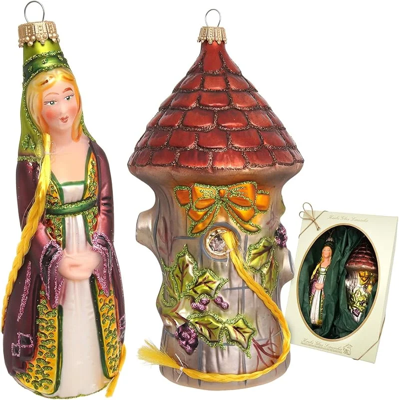 Krebs Glas Lauscha - Decoración navideña de cristal para árbol de Navidad - Joyas de cuento de hadas - Diseño: Rapunzel - Color: Multicolor - Tamaño: aprox. 16 cm - Fabricado en Alemania — Decoracion Navidad