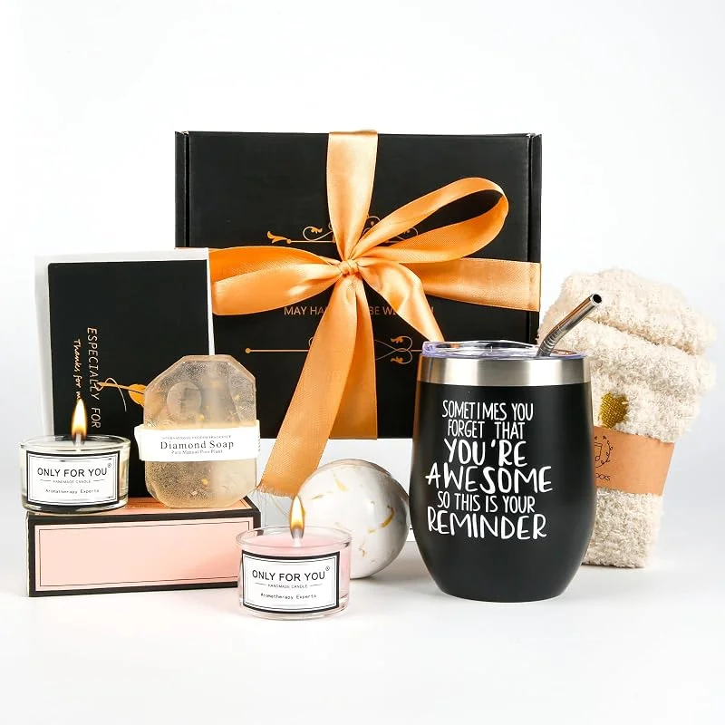 Visita la tienda de Comius Sharp Comius Sharp Set Regalo, Copa de Vino de Acero Inoxidable con Velas Perfumadas y Calcetines, Regalos Cumpleaños Mujer, Juego de Regalo para Mujer Joven Amiga Novia Mama Maestra Hermana — Vino y mesa festiva