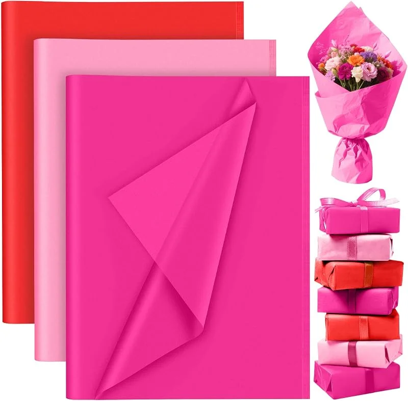 Visita la tienda de PLULON PLULON 60 hojas de papel de seda rojo y rosa a granel, hojas de papel de seda para envolver regalos de cumpleaños, papel de regalo, cumpleaños, bodas, vacaciones, flores de papel — Envoltorio regalo