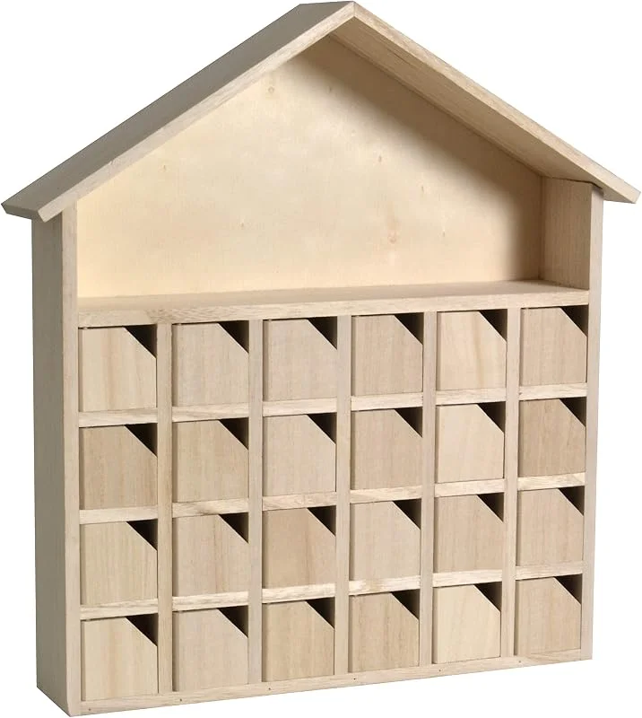 Artemio – Calendario adviento casa, madera, 31, 5 x 7 x 34 cm — Adviento y mesa