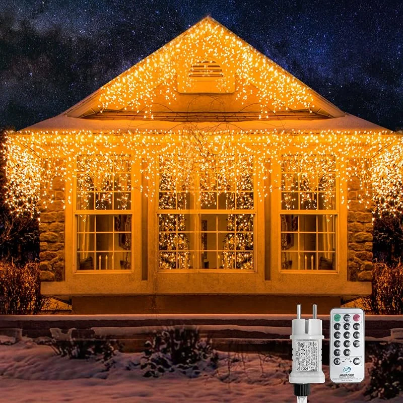 Visita la tienda de WOWDSGN WOWDSGN Luces Navidad Exterior 15M 660LED，Guirnalda Navidad IP44 con 8 Modos, Cortina Luces Navidad Exterior Prolongable con Temporizador para Decoracion Navidad (Blanco Cálido)
