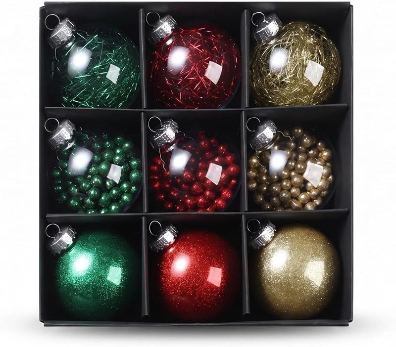 DiiWmme Juego de 9 bolas de Navidad de 8 cm, estilo A — Decoracion Navidad