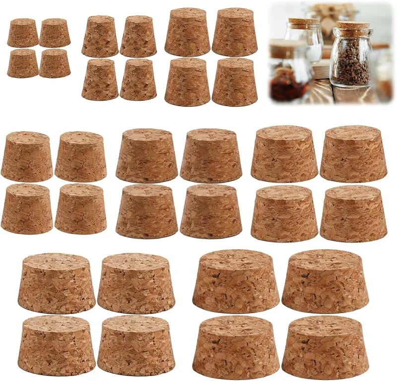Vylro 32 Piezas Tapones de Corcho, 8 Tamaños Corcho Botella De Madera — Vino y mesa festiva