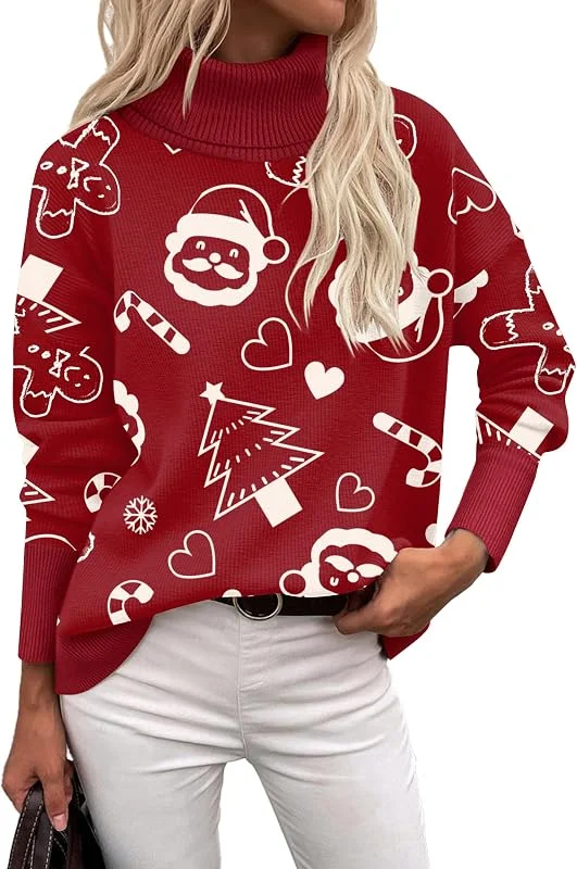 Visita la tienda de Zeagoo Zeagoo Jersey de Cuello Alto Mujer Invierno Suéter de Punto Otoño Pullover — Ropa Navidad