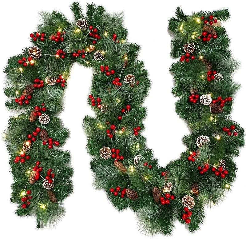 Quimbyrich Guirnalda de abeto artificial con iluminación, 180 cm — Decoracion Navidad